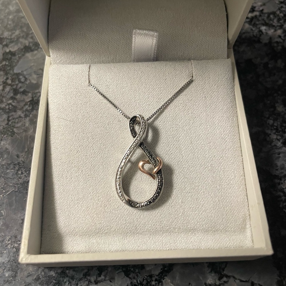 Elegant Silver and 10k Rose Gold Pendant Necklace